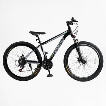 Велосипед Спортивний Corso &laquo;LEGEND&raquo; 27,5" дюймів LG-27754 (1) ЧОРНО-СІРИЙ, рама алюмінієва 15,5``, обладнання Shimano 21 швидкість, зібран на 75% 27754 фото