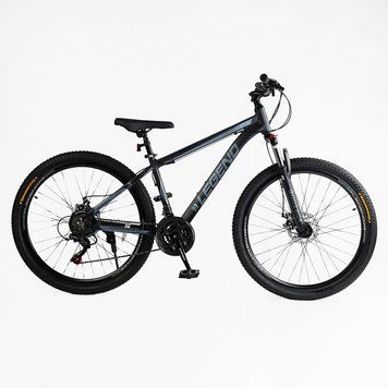 Велосипед Спортивний Corso &laquo;LEGEND&raquo; 27,5" дюймів LG-27812 (1) ЧОРНО-СІРИЙ, рама алюмінієва 15,5``, обладнання Shimano 21 швидкість, зібран на 75% 27812 фото