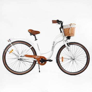 Велосипед міський Corso "Dream" DM-28711 + КОШИК (1) обладнання Shimano Nexus-3, 3 швидкості, алюмінієва рама, кошик, фара 28711 фото