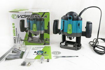 Фрезер електричний VORSKLA ПМЗ 1650-6/8 використовується для фрезерування на жорсткій опорі в деревині, пластмасі та легких будівельних матеріалах пазів, кромок, профілів та поздовжніх отворів, а також для фрезерування за допомогою копіювальної гільзи. 165068 фото