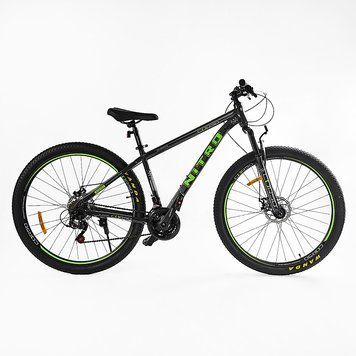 Велоcипед Спортивний Corso &laquo;NITRO&raquo; 29" дюймів NT-29816 (1) ЧОРНО-ЗЕЛЕНИЙ, рама сталева 17", обладнання SunRun швидкість 21, зібран на 75% 29816 фото